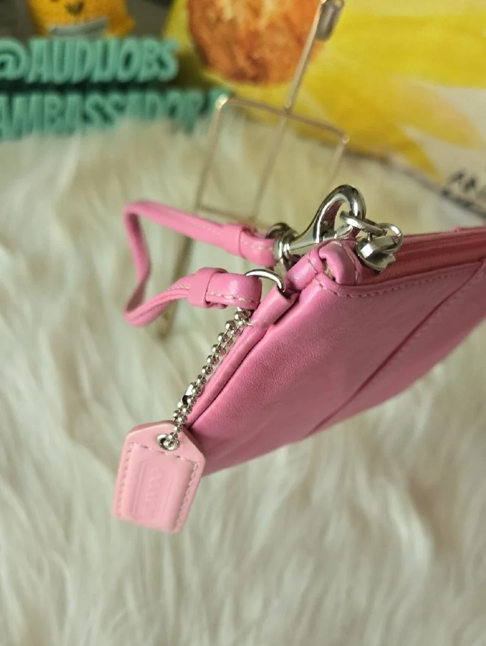 Coach Y2K BARBIE Pink Leather Wristlet Clutch EUC